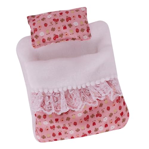 Wdbild Modeblumenmuster Puppenbett Set Mit Kissen Und Schlafsack Für Plüschfiguren Puppen 17 cm Kugel Joint Puppenbett Mit Kissen von Wdbild