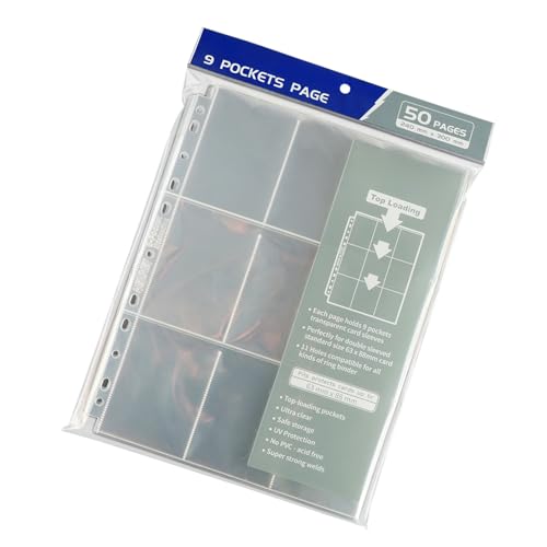 Wdbild Transparente 9 Pocket Card Protectors Page Doppel Seiten Taschen Bindemittel Blätter Für Kinder Handelsspielkarten Aufbewahrungsbindemittel Blätter von Wdbild