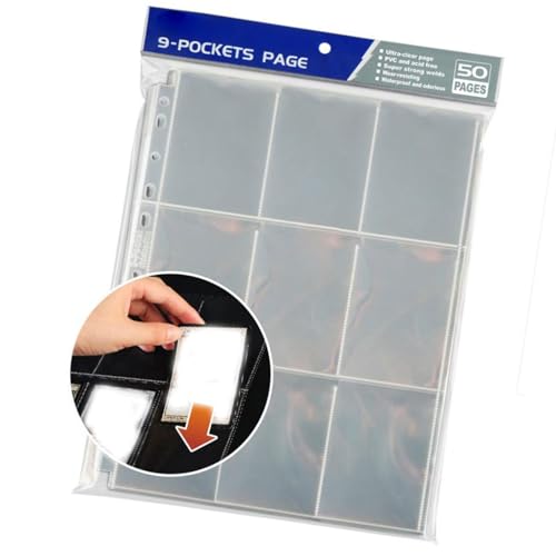 Wdbild Transparente 9 Pocket Card Protectors Page Doppel Seiten Taschen Bindemittel Blätter Für Kinder Handelsspielkarten Aufbewahrungsbindemittel Blätter von Wdbild