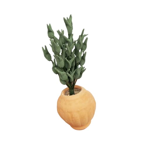 Wdbild Wohnzimmer Künstliche Blattfigur Model Realistic Vintage Life Szene Haus Vorgetäuscht Spiel Blatt Pflanze Detaillierte Keramikpuppenhäuser Gartenpflanze von Wdbild