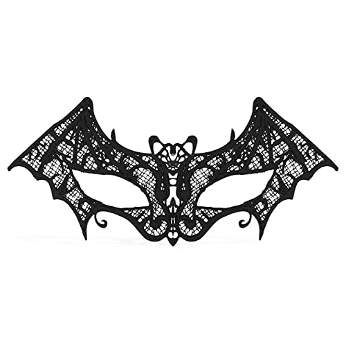 We-Ball Fledermausmaske Schwarze Spitzenmaske für die Augen - edle Maske aus Spitze für Halloween Fasching Catwoman Katze Batman Kostüm - für Damen -venezianische Karneval Maske - Black Mask We-Ball Fledermausmaske Schwarze Spitzenmaske für die Augen - edle Maske aus Spitze für Halloween Fasching Catwoman Katze Batman Kostüm - für Damen -venezianische Karneval Maske - Black Mask von We-Ball