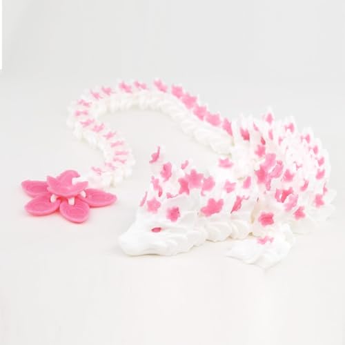 3D-Gedruckter Kirschblütendrache – 28 cm realistisches bewegliches Drachen-Fidget-Spielzeug, Schreibtischdekoration und Sammlerstück (Weiß Rosa) von We make hope