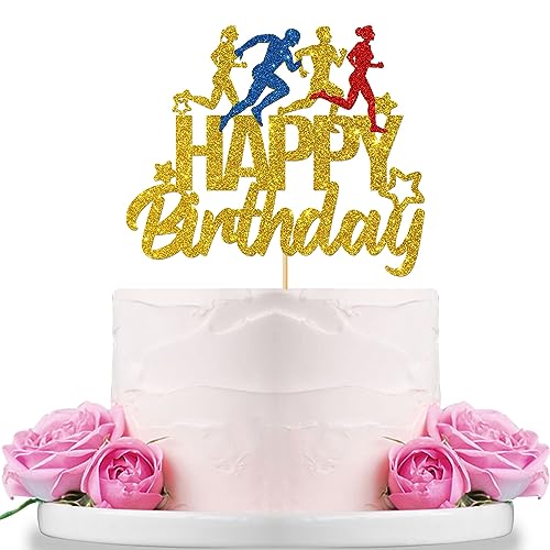 WeBenison Running Happy Birthday Cake Topper, Runner Birhday Cake Supplies, Sport Keep Fit and Fitness Theme Running Enthusiasten Birthday Party Decorations Gold Glitter WeBenison Running Happy Birthday Cake Topper, Runner Birhday Cake Supplies, Sport Keep Fit and Fitness Theme Running Enthusiasten Birthday Party Decorations Gold Glitter von WeBenison
