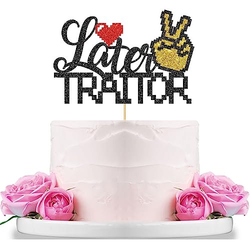WeBenison Tortenaufsatz "Später Verräter" / "Enjoy Retirement Party/Going Away Farewell Retirement Party Decorations Black Glitter von WeBenison
