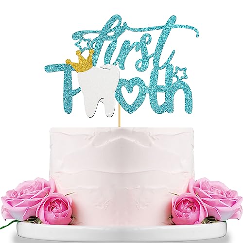 WeBenison Tortenaufsatz für den ersten Zahn / Babyparty / Baby 6 Monate / Erster Zahn Party Dekorationen Supplies Blau Glitzer WeBenison Tortenaufsatz für den ersten Zahn / Babyparty / Baby 6 Monate / Erster Zahn Party Dekorationen Supplies Blau Glitzer von WeBenison