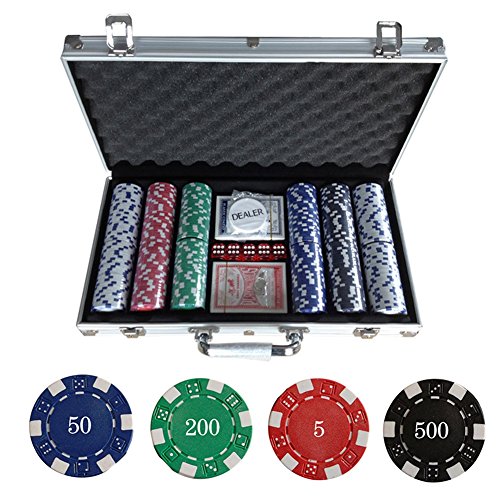 WeFun Poker Koffer Set,Pokerkoffer Pokerset 300 Laser Pokerchips Poker Komplett Set von WeFun
