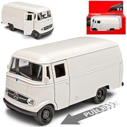 Mercedes-B L319 Kasten Transporter Weiss Beige Bus 1955-1968 mit Rückzugsmotor ca 1/43 1/36-1/46 Welly Modell Auto von WeIIy