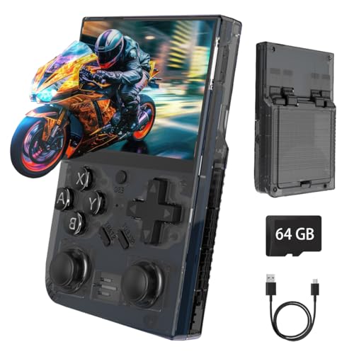 WeLohas DR35 Plus Handheld Retro Gaming Console Linux System with 64G Card,Support 13+ Emulator Including 15000+ Fun Games,3.5" IPS Screen,Hand Held Video Game Console Gift (DE-DR35-Black) von WeLohas