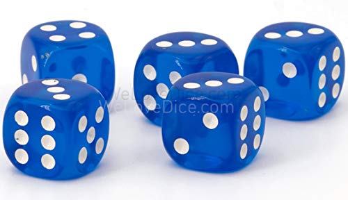 16mm W6 Würfel blau transparent/weiß - Made in Germany! - 5Stk 16mm W6 Würfel blau transparent/weiß - Made in Germany! - 5Stk von WeLoveBeads