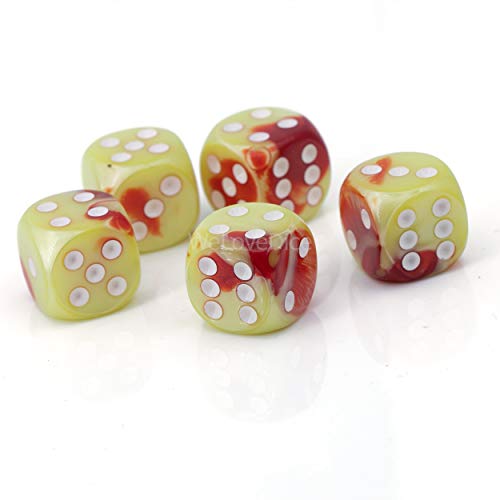 WeLoveBeads W6 Würfel kanariengelb rot/weiß - Made in Germany! - 5Stk WeLoveBeads W6 Würfel kanariengelb rot/weiß - Made in Germany! - 5Stk von WeLoveBeads
