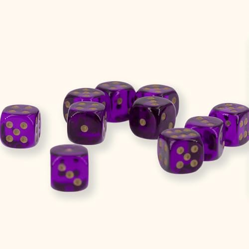 12mm Würfel in lila transparent/Gold - Made in Germany - 10 Stück von WeLoveDice