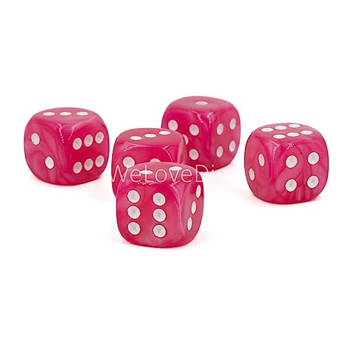 W6 Würfel (16mm) in Pink/Weisse Punkte - Made in Germany - WeLoveBeads - 5 Stück von WeLoveDice