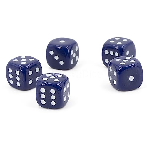 W6 Würfel (16mm) in dunkelblau/weiße Punkte - Made in Germany - WeLoveBeads - 5 Stück von WeLoveDice