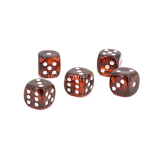 W6 Würfel (16mm) in schildpatt braun/Weisse Punkte - Made in Germany - WeLoveBeads - 5 Stück von WeLoveDice