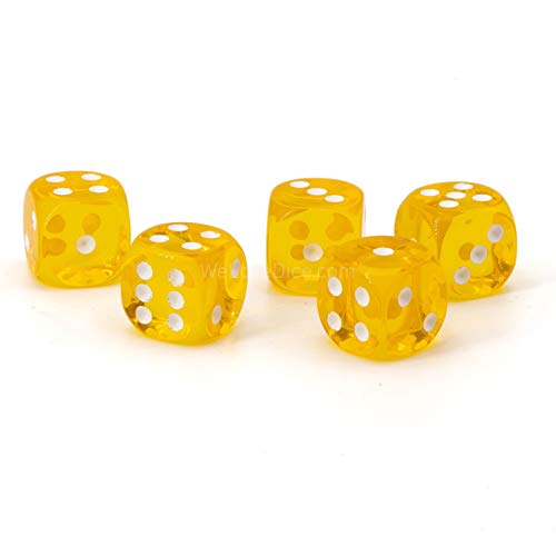 WeLoveDice 12mm W6 Würfel gelb transparent / weiß - Made in Germany! - 10Stk von WeLoveDice