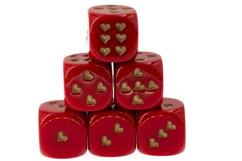 WeLoveDice - Würfel Rot mit goldenen Herzen - Made in Germany - 6 Stück WeLoveDice - Würfel Rot mit goldenen Herzen - Made in Germany - 6 Stück von WeLoveDice
