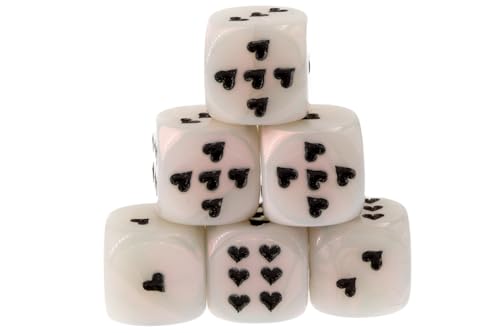 WeLoveDice - Würfel Weiss mit schwarzen Herzen - Made in Germany - 6 Stück von WeLoveDice