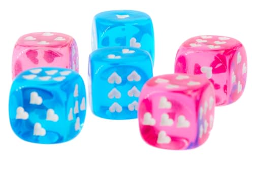 WeLoveDice - Würfel pink und türkis mit weißen Herzen - Made in Germany - 6 Stück von WeLoveDice