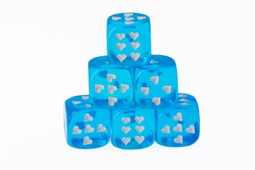 WeLoveDice - Würfel türkis mit weißen Herzen - Made in Germany - 6 Stück WeLoveDice - Würfel türkis mit weißen Herzen - Made in Germany - 6 Stück von WeLoveDice