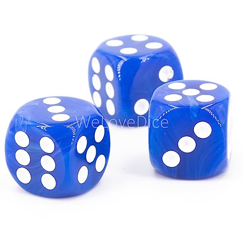 XL W6 Würfel (20mm) in Jeans blau/weiße Punkte - Made in Germany - WeLoveDice - 5 Stück von WeLoveDice
