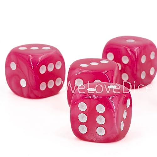 XL W6 Würfel (20mm) in Pink/Weisse Punkte - Made in Germany - WeLoveDice - 5 Stück von WeLoveDice