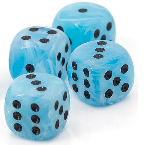 XL W6 Würfel (20mm) in himmelblau/Schwarze Punkte - Made in Germany - WeLoveDice - 5 Stück von WeLoveDice