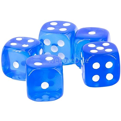 XL W6 Würfel (20mm) in wolkenblau/weiße Punkte - Made in Germany - WeLoveDice - 5 Stück von WeLoveDice