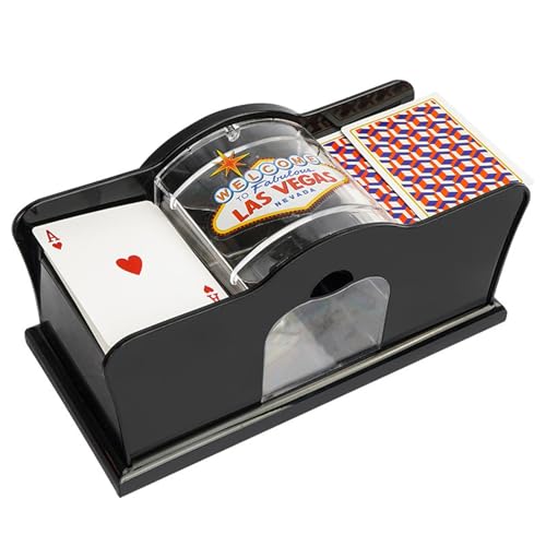 Manueller Kartenmischer mit Handkurbel, Kartenmischmaschine für 2 Kartendecks, Leichtgewichtiger Pokerkartenmischer und Dealer-Automat, Kartenspielgerät für Partys(Black) von Weairotp