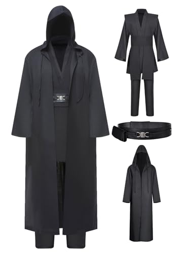 Wecos Tunika, Kapuzenmantel, Ritter-Kostüm, schwarzes Outfit, Halloween, Cosplay-Kostüm für Herren, Schwarzes Komplettset, 4XL Wecos Tunika, Kapuzenmantel, Ritter-Kostüm, schwarzes Outfit, Halloween, Cosplay-Kostüm für Herren, Schwarzes Komplettset, 4XL von Wecos