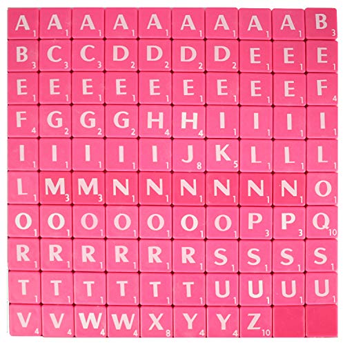 WedDecor 200pcs Plastik Alphabet Buchstaben Steine für Basteln, Komplett A-Z Alphabet Und Nummer Bedruckt Kunst & Basteln,Bilder,Sammelalbum,DIY Projekt,Rechtschreibung, Heim Dekor, Rose Pink von WedDecor