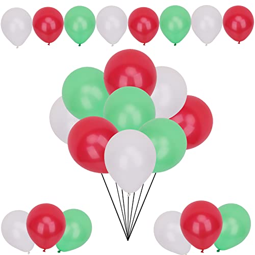 WedDecor 25pcs Rot, Weiß & Grün Latex Ballon 10" Groß Helium Grad Luftballons Geburtstags Ballons für Kinder, Fußball Turnier Party, Weltcup Dekoration Ereignis Vorräte Zubehör von WedDecor