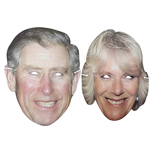 WedDecor 2er-Pack Royal Family King Charles III Coronation Consort Prince Charles and Queen Consort Camilla Supplies Prominente Gesichtsmaske für Junggesellinnenabschied und Kostümkostüm WedDecor 2er-Pack Royal Family King Charles III Coronation Consort Prince Charles and Queen Consort Camilla Supplies Prominente Gesichtsmaske für Junggesellinnenabschied und Kostümkostüm von WedDecor