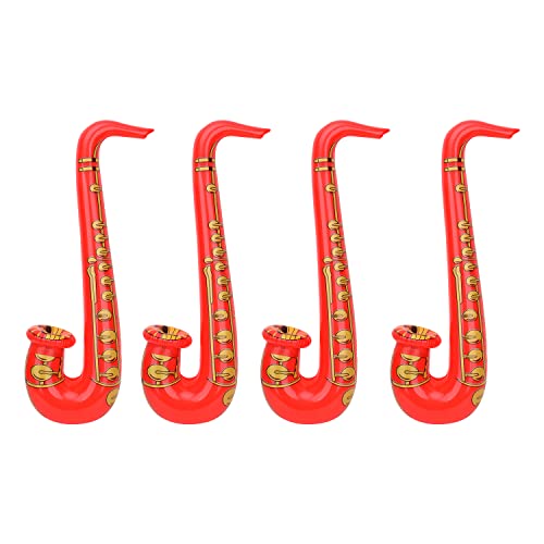 WedDecor Aufblasbares Gitarren-Saxophon-Spielzeug, Ballon, Musikinstrumente, Zubehör für Kinder und Erwachsene, Partydekoration, Junggesellinnenabschied, 4 Stück, Rot von WedDecor