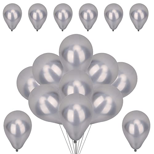 WedDecor Metallische Luftballons, 25 Stück 25 cm glänzende silberne Luftballons für Geburtstag, Babyparty, Hochzeit, kleine Meerjungfrau Partys, Festivals Karneval Party Dekorationen von WedDecor