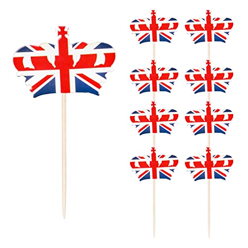 Weddecor King Charles III Krönung Union Jack Krone Mix Essen & Cupcake Picks Topper Sticks für BBQ Royal Party Themenveranstaltungen, Partyzubehör, Dekorationen, 60 Stück Weddecor King Charles III Krönung Union Jack Krone Mix Essen & Cupcake Picks Topper Sticks für BBQ Royal Party Themenveranstaltungen, Partyzubehör, Dekorationen, 60 Stück von WedDecor