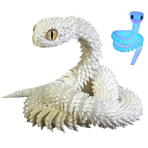 Weddflower 3D -gedruckte Schlange 12 Zoll 3D Bedruckte Tiere Flexible Joint Snake Toy mit Nachtlicht Regenbogen -gedrucktes Spielzeug für Home Office Decor Schreibtisch Spielzeug Freunde Geschenke von Weddflower