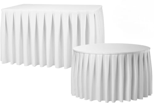 Tischrock aus Polyester, Akkordeonfalten, für Hochzeit, Weihnachten, Party, Catering, inkl. Clips, 7,5 m (20 Clips) von Wedding_Decorations