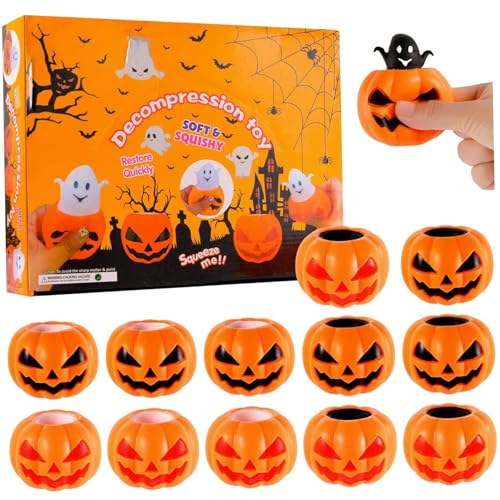 12 -pcs Toys Ghost Pumpkin Squeeze Ball 2.4x2 Kleine Waschbefreiung Stressspielzeug Kürbis -Stress Ball Party bevorzugt Geschenke für Kinder, Mädchen, Jungen Halloween Dekor von Wedhapy