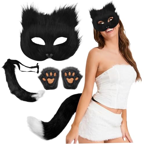 3pcs/Set Therian Getriebe, Therian Maske und Schwanz, Handschuhe Set halb Gesichtsfuchsmaske mit verstellbarem Schnallen Pelserie -Schwanz für Halloween -Cosplay -Fuchsmaske 3pcs/Set Therian Getriebe, Therian Maske und Schwanz, Handschuhe Set halb Gesichtsfuchsmaske mit verstellbarem Schnallen Pelserie -Schwanz für Halloween -Cosplay -Fuchsmaske von Wedhapy