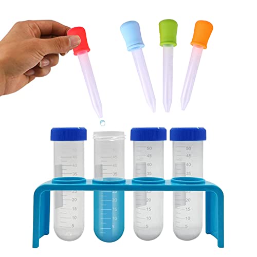 9er-Pack Reagenzgläser für Kinder 50 ml Kunststoff-Reagenzgläser für Kinder Wissenschaftler-Reagenzgläser mit Ständer und Pipette für Kinder pädagogisches Wissenschaftsspielzeug Kinder-Wissenschafts von Wedhapy
