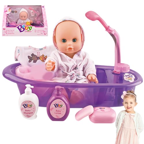 Babypuppenbadewanne Set 12 Zoll Safe Vinyl Realistische Simulierte Bad Bad - - -Puppe mit echtem Badewanne Spielzeuggeschenkset für 3+ Jahre alte Kinder Babypuppenbadewanne Set 12 Zoll Safe Vinyl Realistische Simulierte Bad Bad - - -Puppe mit echtem Badewanne Spielzeuggeschenkset für 3+ Jahre alte Kinder von Wedhapy