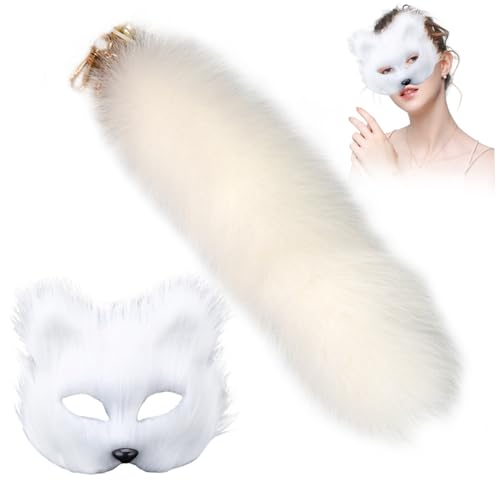 Fuchs Maske Und Schwanz Realistische Pelzige Maske Kostüm Dekoratives Therian Material Personalisierte Weiße Therian Maske Und Schwanz Für Cosplay Party Halloween Maskerade Fuchs Maske Und Schwanz Realistische Pelzige Maske Kostüm Dekoratives Therian Material Personalisierte Weiße Therian Maske Und Schwanz Für Cosplay Party Halloween Maskerade von Wedhapy
