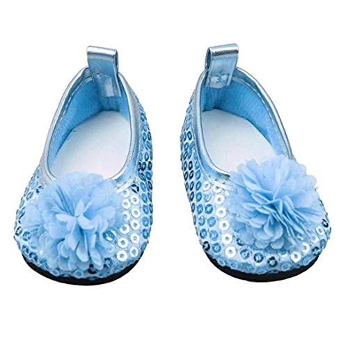 Glitzernde Puppenschuhe mit Blumenmuster Kleiderschuhe für 18 Zoll große Our Generation-Mädchenpuppen Babypuppen-Zubehör 1 Paar Blaue Puppenkleidung Glitzernde Puppenschuhe mit Blumenmuster Kleiderschuhe für 18 Zoll große Our Generation-Mädchenpuppen Babypuppen-Zubehör 1 Paar Blaue Puppenkleidung von Wedhapy
