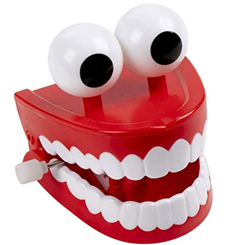 Halloween-Uhrwerk-Laufspielzeug mit klappernden Zähnen, aufziehbares Küken für Kinder, Partyspiel, aufziehbares, klapperndes Spielzeug, kauende Zähne, rote Kunststoff-Requisiten mit Augen für Party von Wedhapy