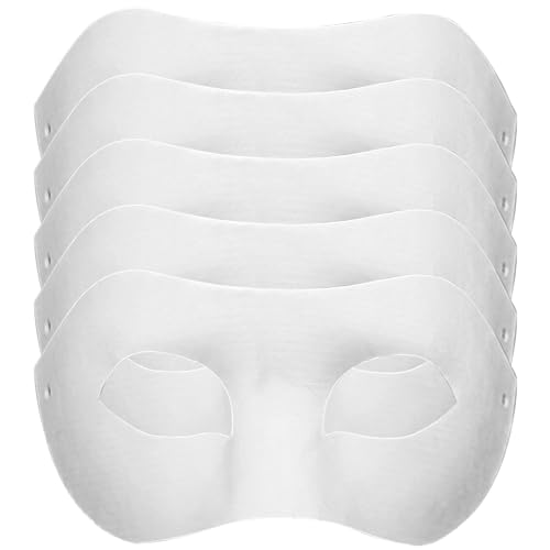 Leere Maske weiße Maskenmasken zum Malen von Handwerksmasken zum Dekorieren von 5pcs 8 x 4 Zoll Zellstoffpapier Mache Maske Weiße Papiermasken für Handwerk DIY Masquerade Maske Kostüm für lustige Par von Wedhapy