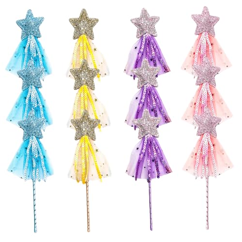 Wedhapy 12pcs Prinzessin Zauberstab für Mädchen, Glitzerfee -Zauberstäbe mit glänzenden Sternen, Engelsstärke mit Ribbon Kostüm -Requisiten für Geburtstagsfeier. Wedhapy 12pcs Prinzessin Zauberstab für Mädchen, Glitzerfee -Zauberstäbe mit glänzenden Sternen, Engelsstärke mit Ribbon Kostüm -Requisiten für Geburtstagsfeier. von Wedhapy