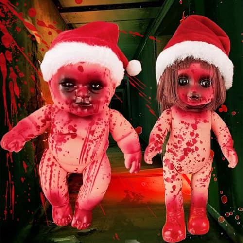Wedhapy 2 PCs gruselige Puppe Bloody gestorbene Mädchen & Boy Scary Haunted Doll hängende PVC tragbare Horrorpuppen für Spukhaus, Streichspiel Halloween Dekor von Wedhapy