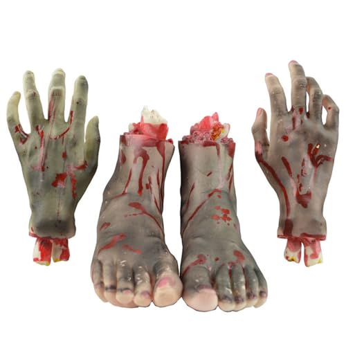 Wedhapy 4pcs blutige abgetrennte Körperteile umfassen 2 Hände und 2 Fuß Halloween -Requisiten Wedhapy 4pcs blutige abgetrennte Körperteile umfassen 2 Hände und 2 Fuß Halloween -Requisiten von Wedhapy