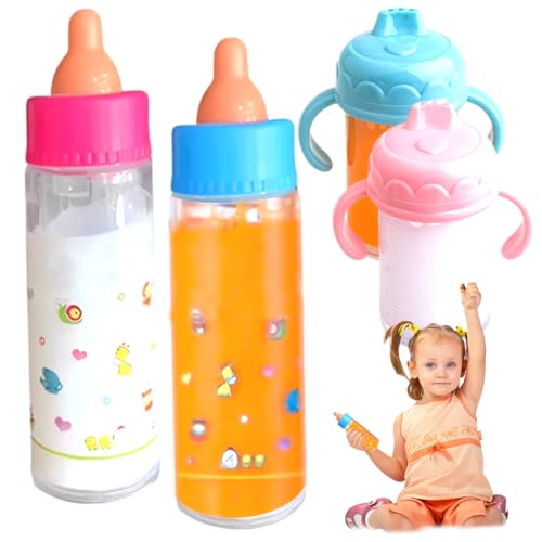 Wedhapy 6pcs/Set Babypuppenflaschen Set, lustige Magics Babypuppenflaschen mit verschwundenem Milch oder Saft, Simulation Puppenzubehör für Kindergeschenke Wedhapy 6pcs/Set Babypuppenflaschen Set, lustige Magics Babypuppenflaschen mit verschwundenem Milch oder Saft, Simulation Puppenzubehör für Kindergeschenke von Wedhapy