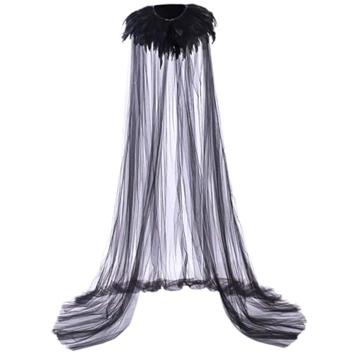 Wedhapy Böse Königin Kostüm Böse Königin Cosplay Superschurken Umhang Cape Steampunk Federkragen Hexenumhang Vampirumhang von Wedhapy